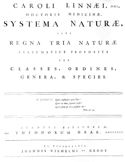 Systema Naturae 1:a uppl. 1735